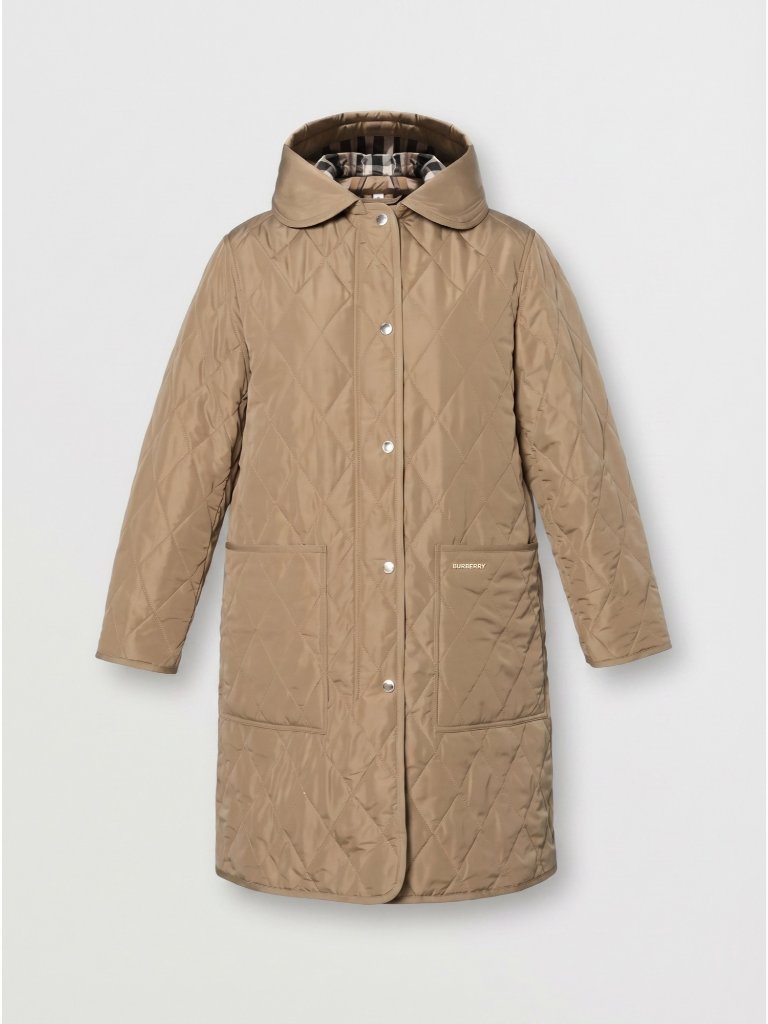 Burberry Women’s Parkgate Quilted Lightweight Quilted Coat Camel L 8084210